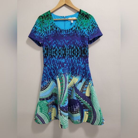 Belle by Badgley Mischka Fit and Flare Scuba Abstract Pattern Dress Size 10 - Picture 1 of 11